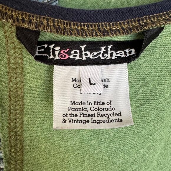 Elisabethan Upcycled Patchwork 3/4 Sleeve Scoop Neck A Line Tunic Top Size Large - Picture 5 of 9